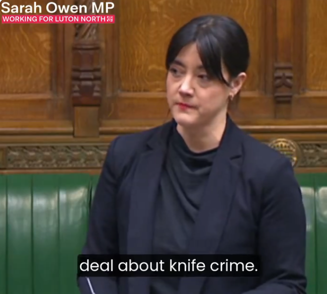 Luton Mp Sarah Owen speaking in the house of commons